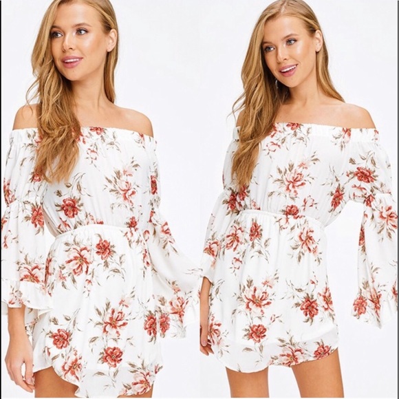 love J Dresses & Skirts - Off Shoulder Floral Dress Sizes L & M